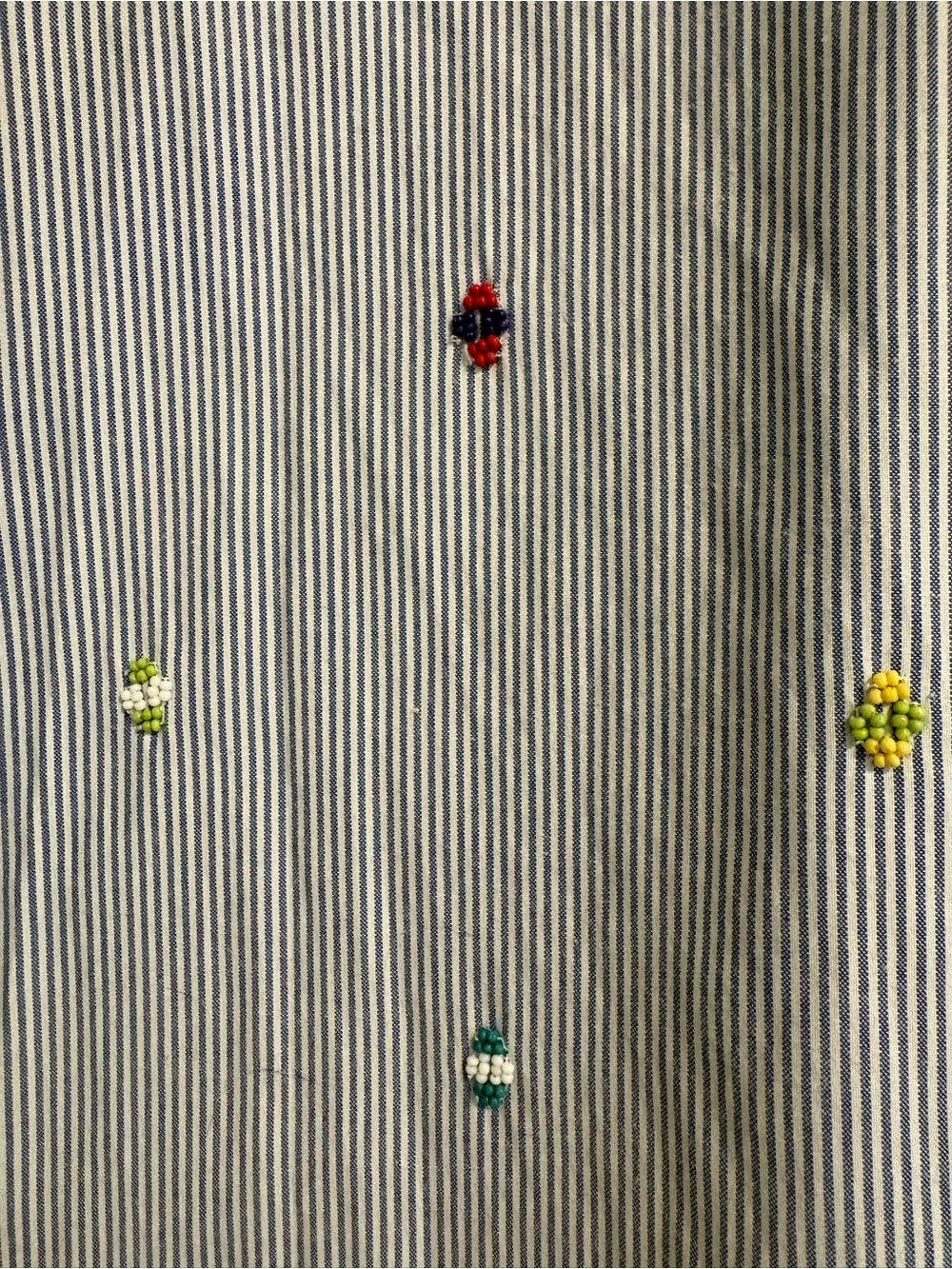 Blue Stripe Bead-Embroidered Button-Down Shirt - Picture 3 of 5